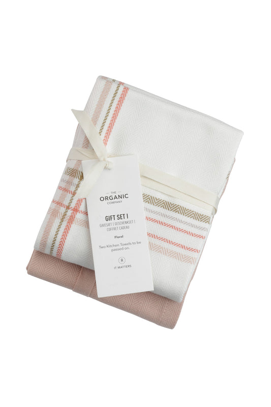 Kitchen Towel Twin Pack "Gift Set I" - Floral Check