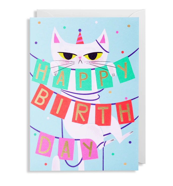 Birthday Banner Cat - Card