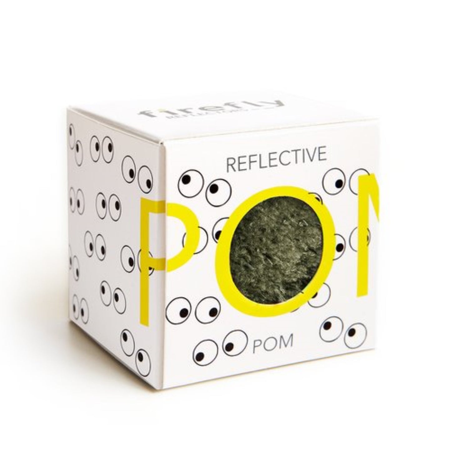 Pom Pom Reflector - Olive with Eyes