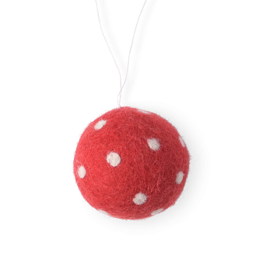 Aveva Little Hanging Baubles - Red with White Dots