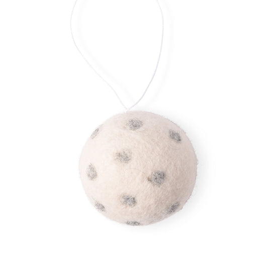 Aveva Little Hanging Baubles - White with Grey Dots