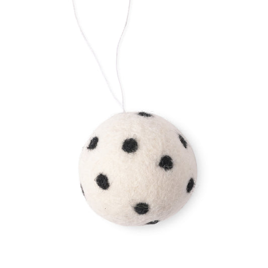 Aveva Little Hanging Baubles - White with Black Dots