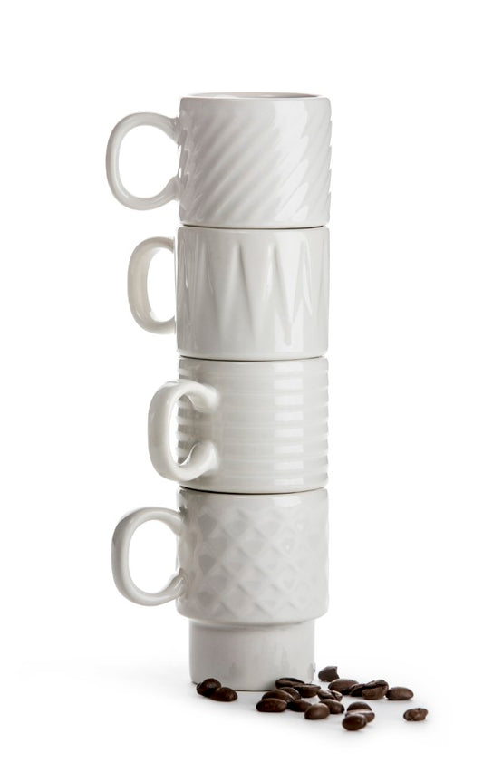 Coffee & More Espresso Mug 4 Pack - White