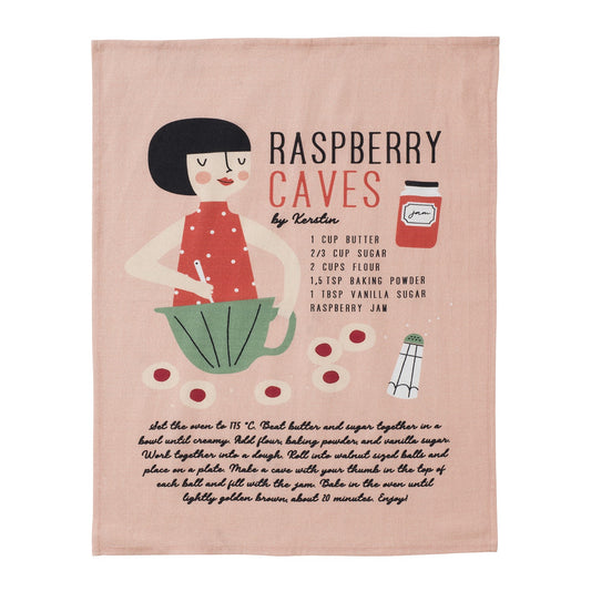 Kerstin Raspberry Caves Tea Towel
