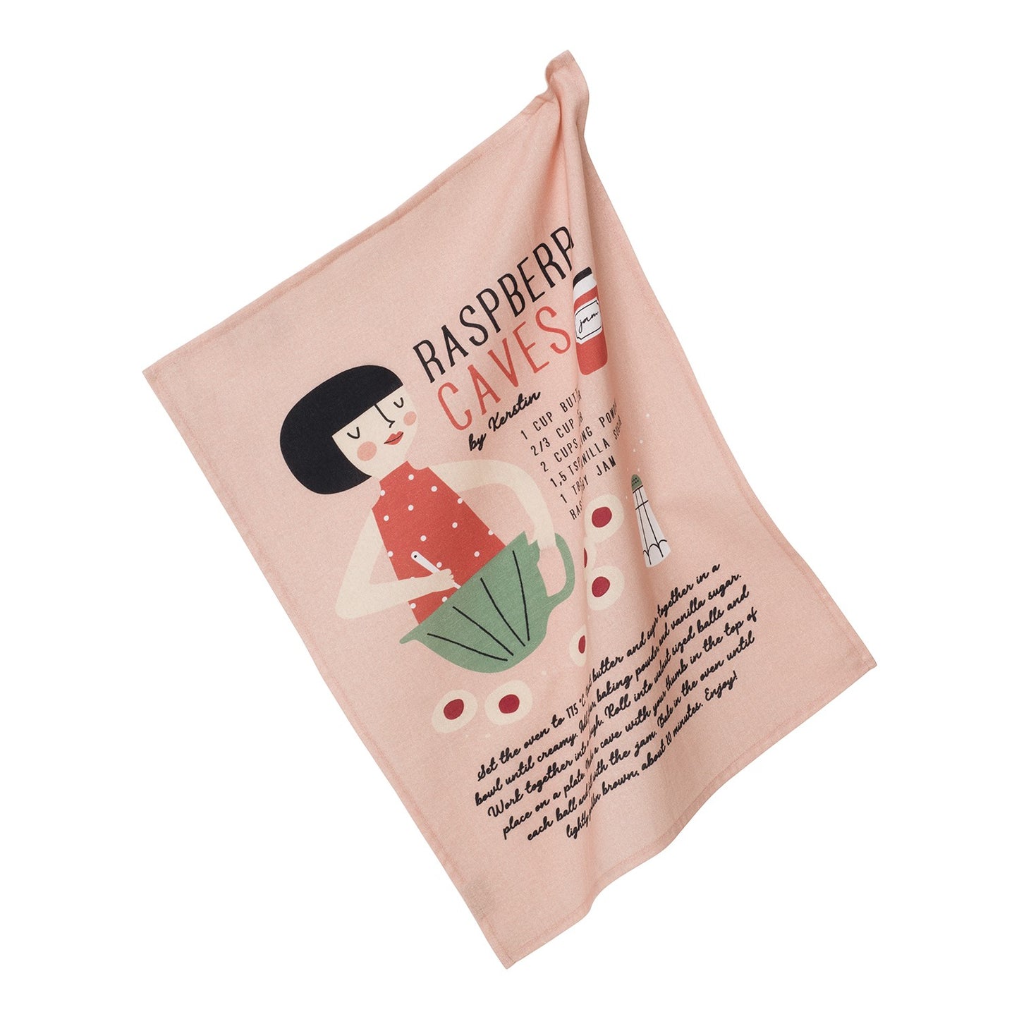 Kerstin Raspberry Caves Tea Towel