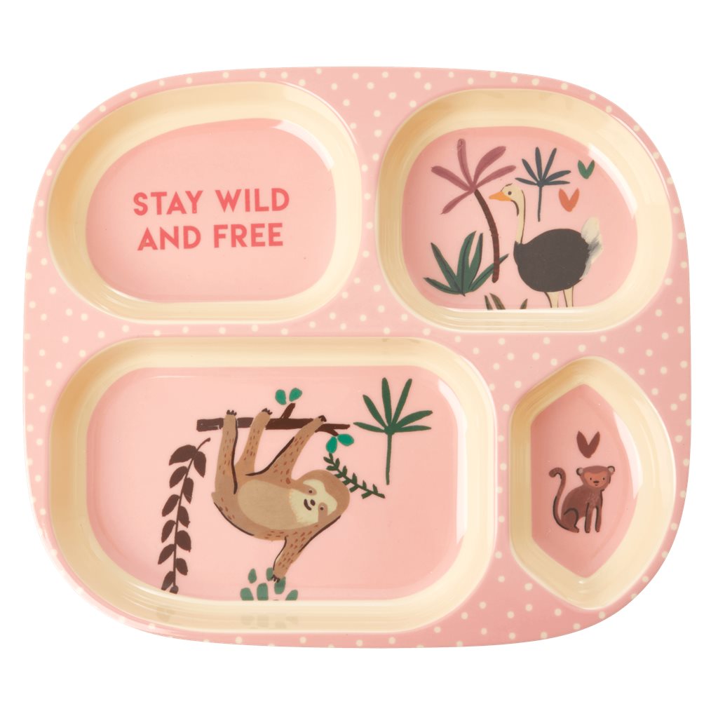 RICE Jungle Compartment Plate Pink