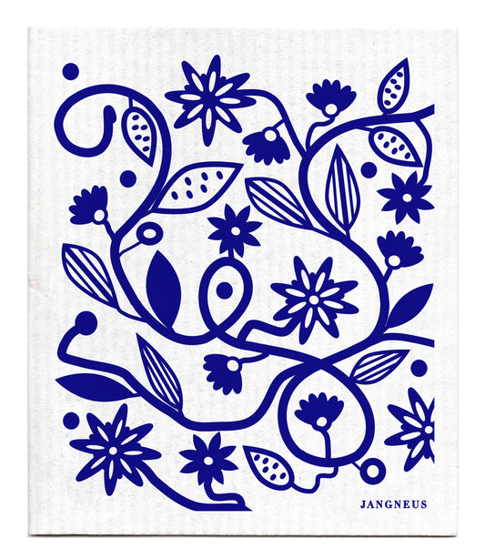 Doodle Flower Dishcloth - Blue