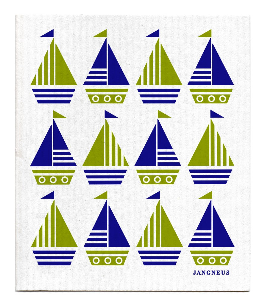 Boat Dishcloth - Green/Blue