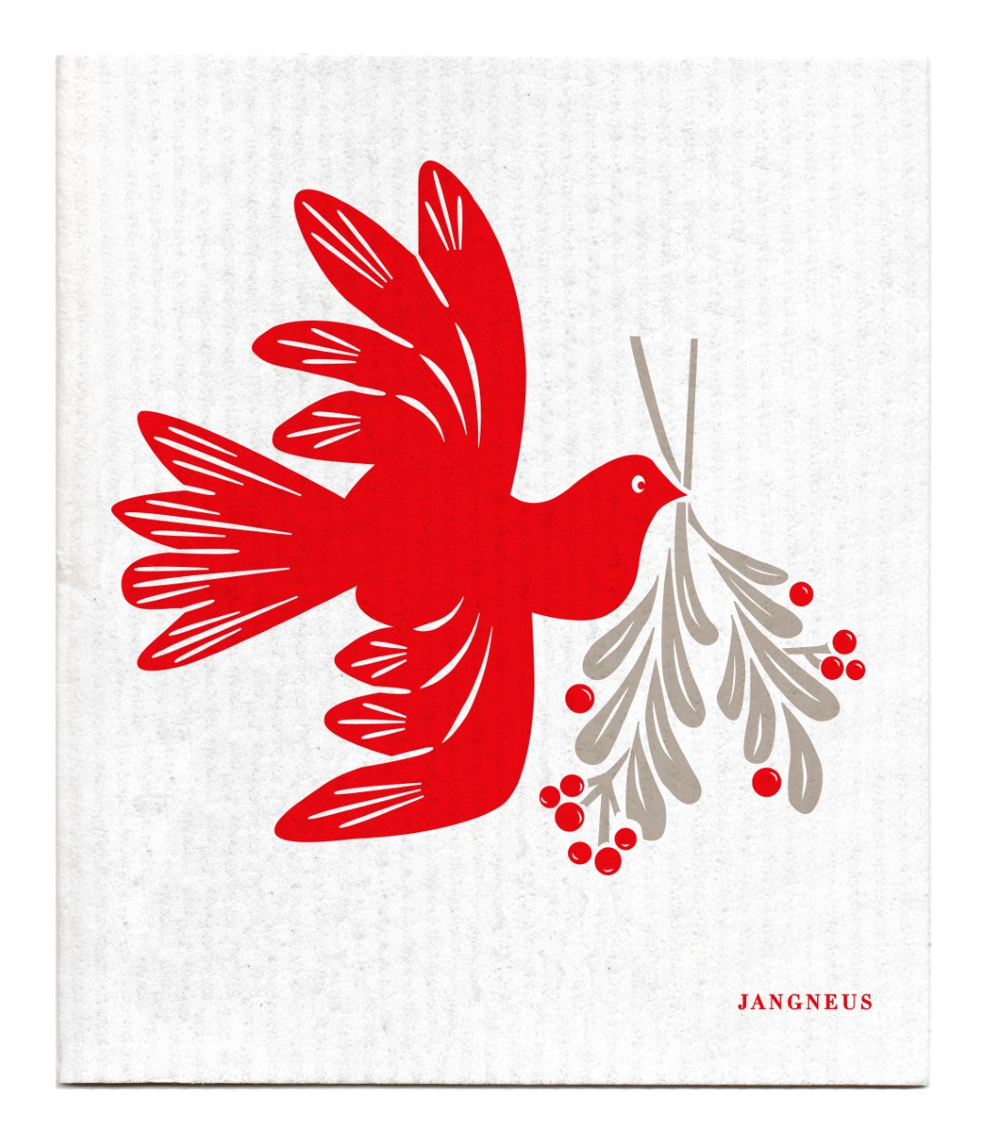 Christmas Dove Dishcloth - Red/Grey
