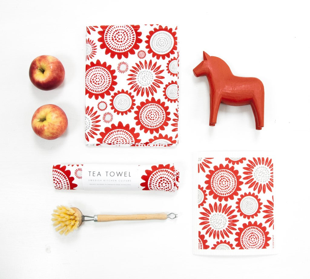 Sunflower Tea Towel - Red